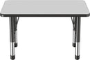 FDP Rectangle Activity School and Classroom Kids Table (24 x 36 inch), Chunky Toddler Leg, Adjustable Height 15-24 inches - Gray Top and Black Edge by CozyNest Decor