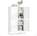 Letaya Storage Cabinet with Doors and Shelves,Small Freestanding Bathroom Floor Metal Cabinets -White by CozyNest Decor
