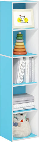 Furinno Luder Bookcase / Book / Storage, 5-Tier Cube, Light Blue/White by TinyTreasures Baby Boutique