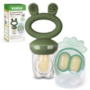 Haakaa Baby Fruit Food Feeder & Mini Freezer Nibble Tray Combo, Breastmilk Popsicle Molds for Baby Cooling Relief, BPA Free Silicone Feeder for Safe Infant Self Feeding, 4 Month+(Olive Green) by TinyTreasures Baby Boutique