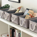 TheWarmHome Foldable Small Storage Baskets with Strong Cotton Rope Handles [6-Pack] Gray Collapsible Storage Bins Set Works Room Storage, Nursery Baskets by TinyTreasures Baby Boutique