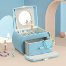 Vlando Musical Jewelry Box with Spinning Ballerina, Lockable Girls’ Jewelry Organizer for Necklaces Rings and Hair Accessories, Gift for Girls and Kids, Blue by TinyTreasures Baby Boutique