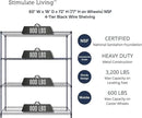 60"x18"x72" Prime Heavy Duty Black 4-Tier Wire Shelving NSF 3200 LBS MAX Capacity Storage Rack for Commercial, Hospital, School, Garage, and Kitchen Uses (with Wheels) by CozyNest Decor