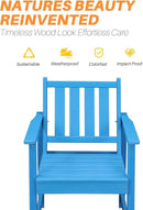 Patio Dining Chair Set of 2, HDPE Outdoor Dining Chair, Ergonomic HDPE Dining Chairs with Deep Seating, All Weather Outdoor Chairs Furniture for Backyard, Deck, Garden, Poolside, Sky Blue by CozyNest Decor