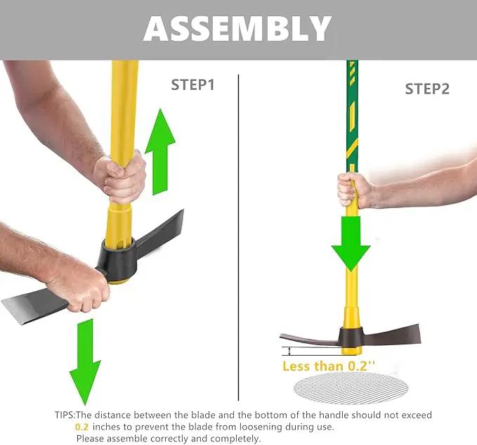 Cutter Mattock, 36" Heavy Duty Pick Axe with Forged Heat Treated Steel Blades Hoe for Weeding, Prying and Chopping, Digging Tool with Fiberglass Handle (36.3inch, Yellow), photo 5 of 9