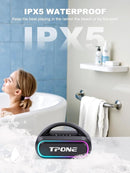 TPone Portable Bluetooth Speaker, 30W Peak, 12H Playtime, IPX5 Waterproof with Light, TWS Pairing, Wireless Speaker for Home/Party/Outdoor/Beach, Birthday Gift (Black) by TinyTreasures Baby Boutique