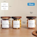 6 Set Glass Pantry Storage Jars with Acacia Airtight Lid - 15oz Thicken Glass Kitchen Canisters with 132 Pantry Labels - Clear Glass Food Storage Containers with Wood Lid for Tea,Sugar,Spice,herbs by CozyNest Decor