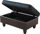 Ottoman Rectangular Storage Ottoman Bench, Flannel Footrest Stool Footstool with Lid for Living Room, Bedroom, Entryway, Dark Blue&Brown, 35"x23.5"x17.5" by CozyNest Decor