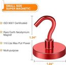 MIKEDE Strong Magnetic Hooks, 110Lbs Heavy Duty Magnetic Hooks for Cruise, Neodymium Earth Magnets with Hooks for Hanging, Super Metal Magnetic Hanger for Grill, Storage (Red,10 Pack) by CozyNest Decor