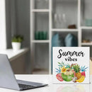 Oqtumes Summer Vibes Decorations Fruit Wooden Sign Rustic Home Decor 5 x 5 Inches by CozyNest Decor