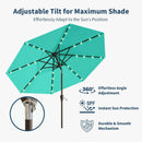 10FT Solar Umbrella 32 LED Lighted Patio Umbrella Table Market Umbrella w/Tilt and Crank, UV-Resistant Outdoor Umbrella for Pool, Garden, Deck, Turquoise Blue by GreenHaven Gardens