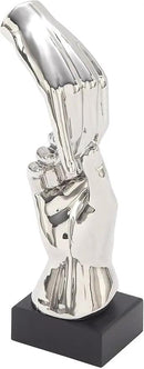 Deco 79 Polystone Hands Decorative Sculpture Home Decor Statue, Accent Figurine 5" x 4" x 13", Silver by CozyNest Decor