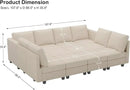Belffin Oversized 12 Seat Modular Sectional Sleeper Sofa Convertible Sleeper Sofa with Storage Seat Large Corduroy Modular Sectional Couch for Living Room Beige by CozyNest Decor