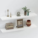 SAUMONIERES Floating Shelves 8 Inch Deep Solid Wood Wide Wall Shelf Set of 2 Wall Mounted for Bedroom Bathroom Living Room Kitchen, 36 Inch White