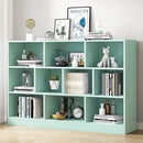 IOTXY Open Shelf Low Bookcase - Wooden 3-Tier Floor Standing Display Cabinet Organizer with Base, 10 Cubes Short Horizontal Bookshelf in Tiffany-Green by CozyNest Decor