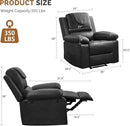 Recliner Chair with Electric Massage Adjustable Footrest & Heat, Manual Leather Recline for Adults Living Room Remote Control (Black) by CozyNest Decor