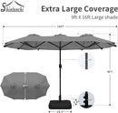 Shintenchi 16FT Large Patio Umbrella with Base, Outdoor Double-Sided Rectangular Umbrella, Market Umbrella with Crank Handle for Poolside Lawn Garden, Gray by GreenHaven Gardens