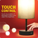 Yarra-Decor Bedside Lamp with USB Port - Touch Control Table Lamp for Bedroom 3 Way Dimmable Nightstand Lamp with Round Grey Fabric Shade for Living Room, Dorm, Home Office (LED Bulb Included) by CozyNest Decor