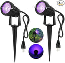 2 Pack HalloweenWaterproof UV LED Blacklight Landscape Lights, Outdoor Plug in Black Light Spotlight for Pathway Light Plug Spike Stand Garden, Yard, Lawn, Halloween, Party Decorative Lighting by GreenHaven Gardens