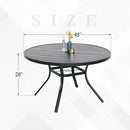 Round Outdoor Dining Table, 48-inch All-Weather Patio Table with Adjustable Umbrella Hole for Deck Lawn Garden Backyard Balcony Deck, Black Metal Frame Slatted Tabletop by GreenHaven Gardens