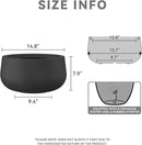 Kante 15.7" Dia Round Concrete Planter, Outdoor Indoor Garden Plant Pots with Drainage Hole and Rubber Plug, Modern Curvaceous Design, Black