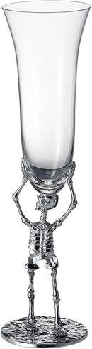 Skeleton Champagne Flute Glass 7.5oz | Gothic Halloween Drinkware | 10" Tall Skeleton Goblet for Haunted House Decor, Spooky Wine Glass, Gothic Party Supplies, Skeleton Gifts & Themed Celebrations by CozyNest Decor