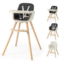 HONEY JOY Baby High Chair, 6-in-1 Eat & Grow Wooden Highchair/Toddler Chair with Removable Tray, 5-Point Harness, PU Cushion and Footrest, Convertible High Chair for Babies and Toddlers(Black) by TinyTreasures Baby Boutique