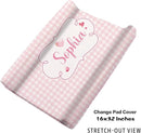 Personalized Nursery Crib Bedding Set: Custom Name Pink Checkered 5 Piece Baby Crib Sets with Cute Elephant Pattern - Toddler Double Layer Blanket Set, Comfortable Crib Bed Sheets for Baby Grils by TinyTreasures Baby Boutique