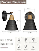 FEMILA Wall Sconces Set of 2, 1-Light Matte Black Bathroom Light Fixtures, Modern Single Vanity Light Wall Lamp with Hammered Metal Shade, 4FG59B-2 BK by CozyNest Decor