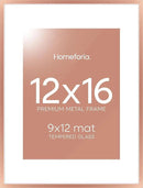 Homeforia 12x16 Rose Gold Picture Frame, High End Metal 12x16 Poster Frames with Mat 9x12 Photo, 12 x 16 Rose Gold Frames Matted to 9 by 12 Print, 16x12 Thin Frames, Tempered Glass, Wall Kit, Set of 1 by CozyNest Decor