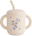 mushie 100% Silicone Training Cup & Straw for Toddlers | 6 Months+ (Lilac Flowers) by TinyTreasures Baby Boutique