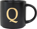 COLLECTIVE HOME - Monogram Ceramic Mugs, 15 oz Golden Initial Black Coffee Cups, Elegant Alphabet Tea Mugs, Elegant Personalized Mug with Gift Box, Unique Mug with Double Side Capital Lette (Q) by CozyNest Decor