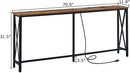 SUPERJARE 70 Inch Console Table with Outlets and USB-C Port, Extra Long Behind Couch Sofa Table with X-Shaped Design, Narrow for Entryway, Living Room, Metal Frame, Wooden Top, Rustic Brown by CozyNest Decor