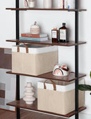 StorageWorks Storage Bins, Fabric Storage Bins for Shelves, Large Storage Baskets with Metal Frame, Closet Baskets and Bins with Handles, Brown and White, 2-Pack by TinyTreasures Baby Boutique