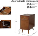 HULALA HOME End Table with Drawer and Charging Station, Modern End Table with USB Ports and Outlets, Wooden Side Table with Storage-Acorn
