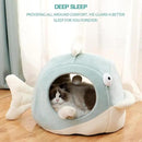 Lcybem Cat Beds for Indoor Cats - Cat Bed Cave with Removable Washable Cushioned Pillow, Calming Cozy Soft Cat Cave, Cute Friendly Dolphin Cat Houses for Indoor Cats No Deformation Pet Bed, L by CozyNest Decor