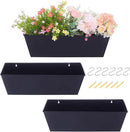 Wall Hanging Planters for Outdoor Plants 16 Inch Large Metal Fence Pots with Hooks for Outside Garden Balcony Plants 3PCS（Black） by CozyNest Decor