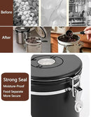 Coffee Canister Airtight Coffee Storage Container Stainless Steel Air Tight Coffee Jar with Scoop, Date Tracker and CO2 Release Valve for Beans, Ground, Tea, Flour, Cereal and Sugar (2pcs-Black-1.8L) by CozyNest Decor