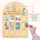 ORIGACH My First Year Baby Growth Photo Display Wood Board - 12 Months Newborn Milestones Photo Board - Neutral Baby Keepsake Frame 1st Birthday Party Nursery Decor New Mom Gift - Baby Bear & Duck by TinyTreasures Baby Boutique