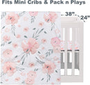 PINNKKU 3-Piece Crib Bedding Set for Boy Girls, Includes Crib Skirt, Blanket, Sheet, Baby Bedding, Floral, Mini Size by TinyTreasures Baby Boutique