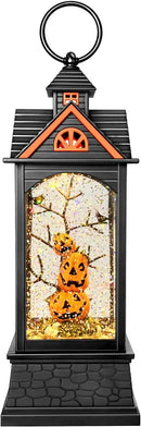 Halloween Snow Globe Lantern, Spooky Ghost Halloween Decor, Plug-in & Battery Operated Snow Globes for Halloween Decorations Indoor by CozyNest Decor