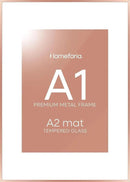 Homeforia A1 Poster Frame Rose Gold, High End Metal A1 Large Picture Frames with Mat A2 Photo, 23.4 x 33.1 Frames Matted to 16.5 x 23.4 Print, 23.4x33.1 Thin Frames, Tempered Glass, Wall Kit, Set of 1 by CozyNest Decor
