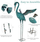 44'' Blue Heron Garden Statue, Large Crane Outdoor Statue, Crane Metal Yard Art for Outside Backyard, Pond, Patio, Lawn Decor by GreenHaven Gardens