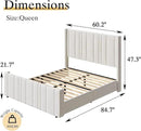 HOMBCK Queen Bed Frame Upholstered Platform Bed with Vertical Channel Tufted Headboard & Footboard, Wingback Design/Noise Free/No Box Spring Needed/Easy Assembly, Cream by CozyNest Decor