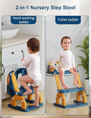Potty Training Seat with Step Stool Ladder, Potty Training Toilet Seat with Soft Seat Splash Guard, Adjustable Height, 2 in 1 Potty Seats for Toddlers Kids Boys Girls by TinyTreasures Baby Boutique