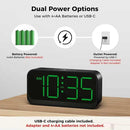 Battery Operated Digital Clock: Cordless Small Alarm Clock for Bedroom Travel - Large Numbers 4 Dimmers for All Ages Green Digits by TinyTreasures Baby Boutique
