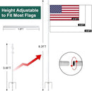 Barcetine 4-Pack Ground Flag Pole Kit - 8.5 FT Tangle Free with Anti-Tip Stand Prong -1 inch Heavy Duty Portable Inground Flag Holder for Yard Garden Outdoor, Bonus 3x5 US Flag,White by GreenHaven Gardens