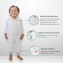 Tealbee DREAMSUIT: Toddler Sleep Sack with Feet 3T 4T - 1.2 TOG Four Season Baby Wearable Blanket for Walkers - Rayon made from Bamboo, Organic Cotton Sleeping Bag - Alphabet by TinyTreasures Baby Boutique