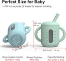 Seposeve 2 Pack Silicone Sippy Cups, Leak-Proof Baby Straw Cup for 6-12 Months, Spill Proof Toddler Cup with Straw 1-3 Years, with Capacity Marking, Non-slip Handle, Flow Control, 6 oz, Green Blue by TinyTreasures Baby Boutique