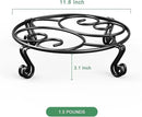 Yimobra 4 Pack Plant Stand for Flower Pot Heavy Duty Potted Holder Indoor Outdoor Metal Rustproof Iron Garden Container Round Supports Rack for Planter (4PC Black 11.8 x 3.1IN) by GreenHaven Gardens